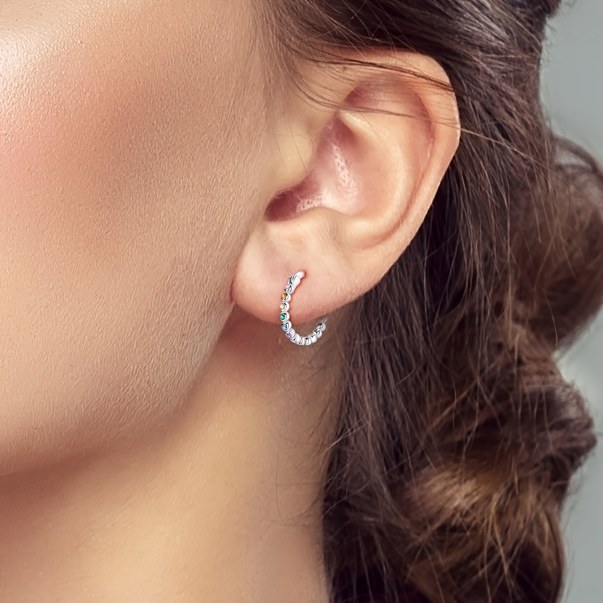 Sparkling Colored Circular Cubic Synthetic Zirconia Hoop Earrings